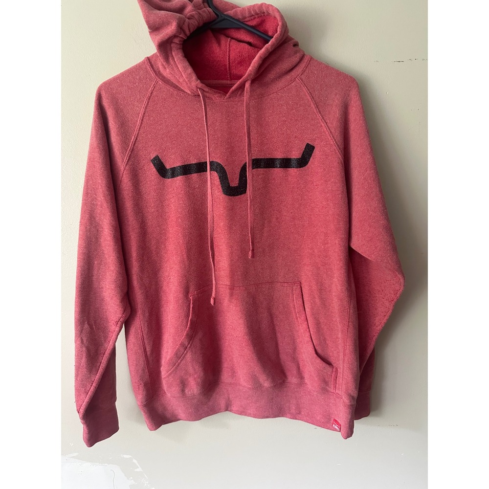 Kimes Ranch Womens Heather Pink Glitter Logo Hoodie Sweatshirt Medium